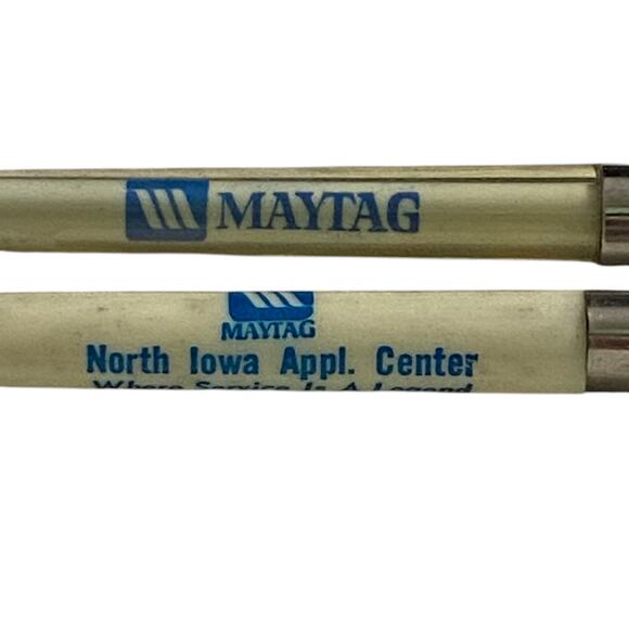 Vtg Lot 2 Maytag Pen USA Click Ballpoint Appliance Advertising Collect Promo - Picture 1 of 7